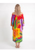 Hand Painted Rayon Off Shoulder Dress